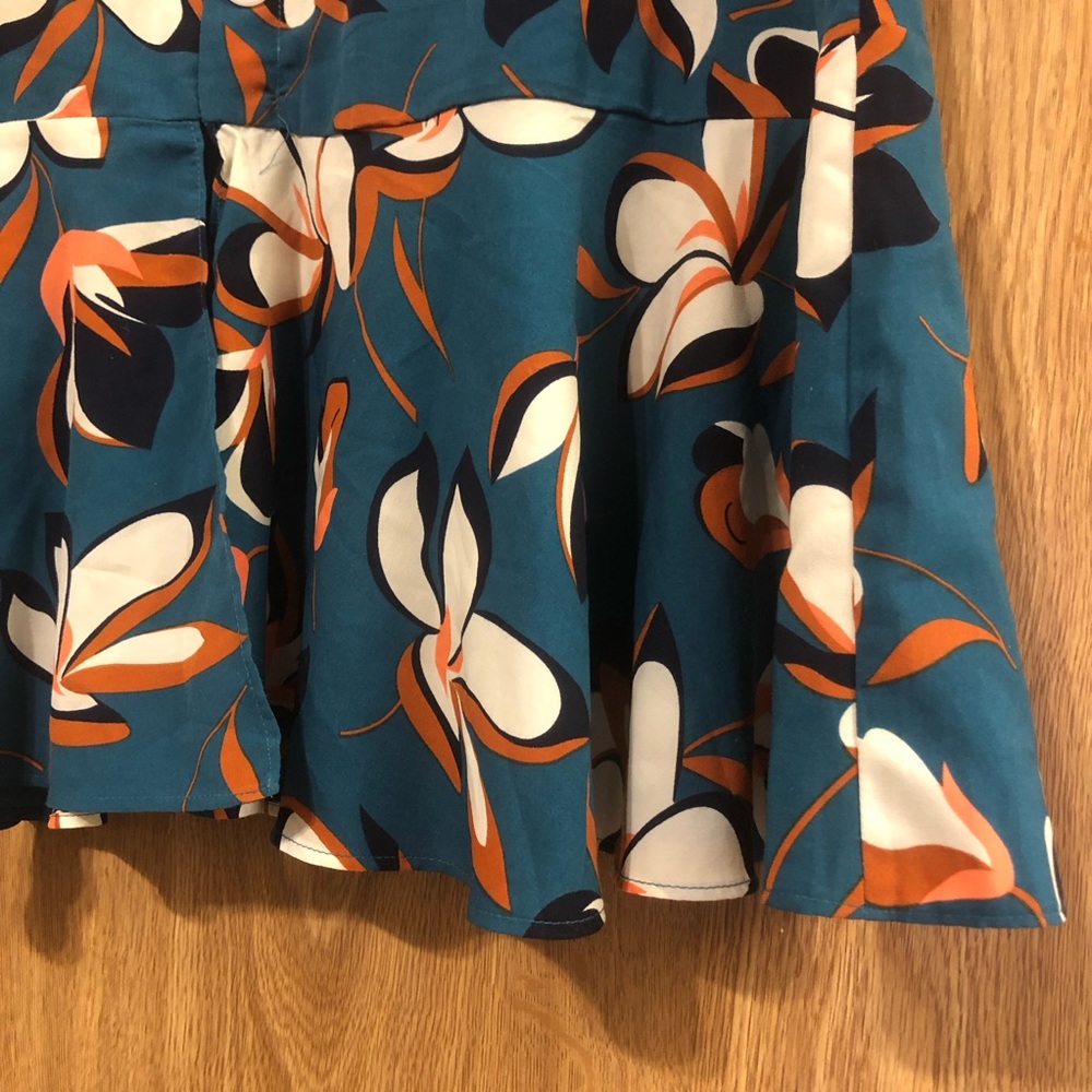 ModCloth Teal Floral Button-Front MIDI Skirt - Picture 3 of 6